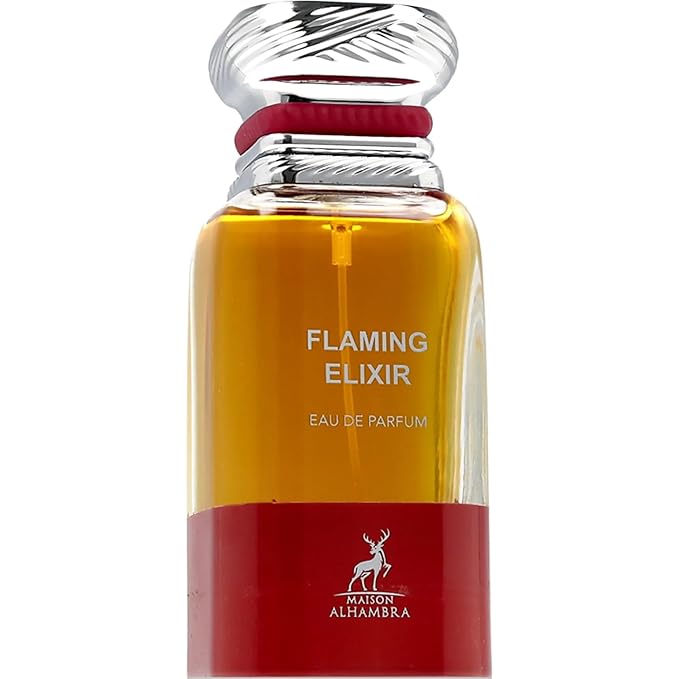 Maison Alhambra Flaming Elixir – Fruity, Smoky, Leathery, Woody – Eau de Parfum Spray Long-Lasting Fragrance for Unisex, 2.7 Ounce / 80 ml