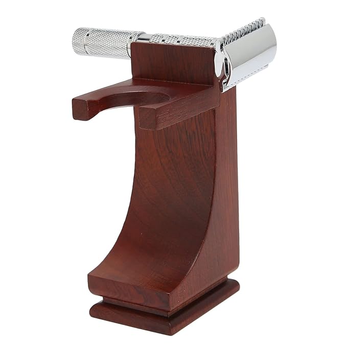 Wood Shave Stand razor and brush stand Strong Practicality Anti Slip Base Shave Stand Strong Stable To Use Wine Red for Bathroom Belleza