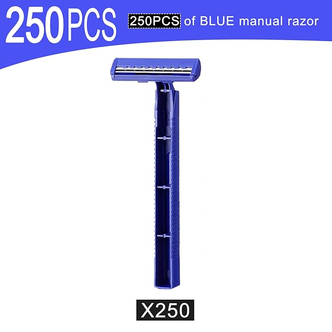 250 Pcs Twin Blade Razors for Men,Shaving Razor Bulk,Manual Disposable Razors for Men Bathing Hotel Travel Women Outdoor,250 Count Blue Shavers