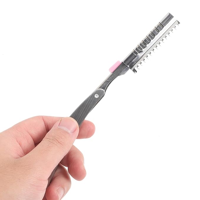 FRCOLOR Manual Razor Full Stainless Steel Vintage Not Include Blade Foldable Barber Razor Scraper Razor Beard Salon Haircut Tools for Men Use