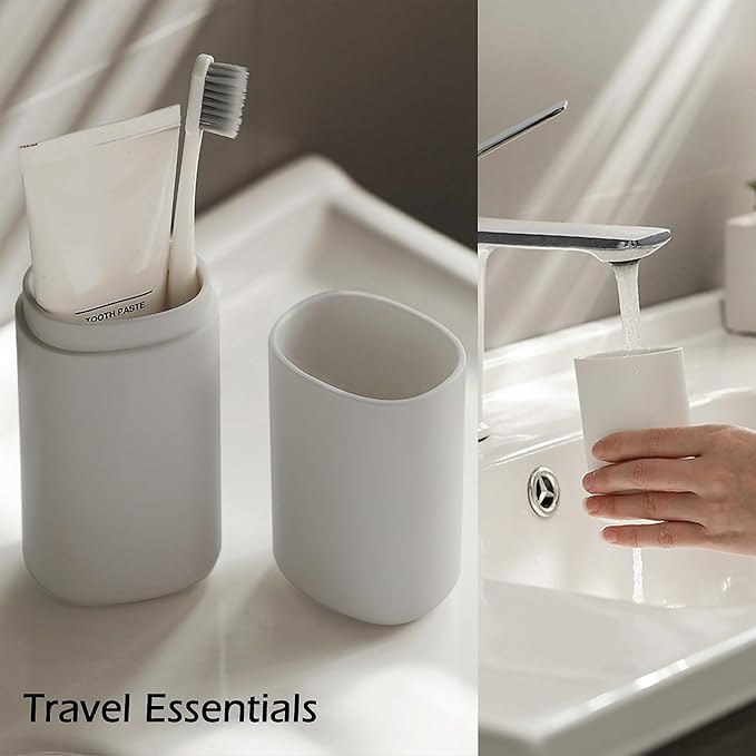 Portable Travel Toothbrush Case with Gargle Cup - Hard Shell Toothbrush Holder & Toothpaste Container, Detachable Bottom for Easy Cleaning, Matte BPA-Free Organizer for Business Trip, Camping, Gym