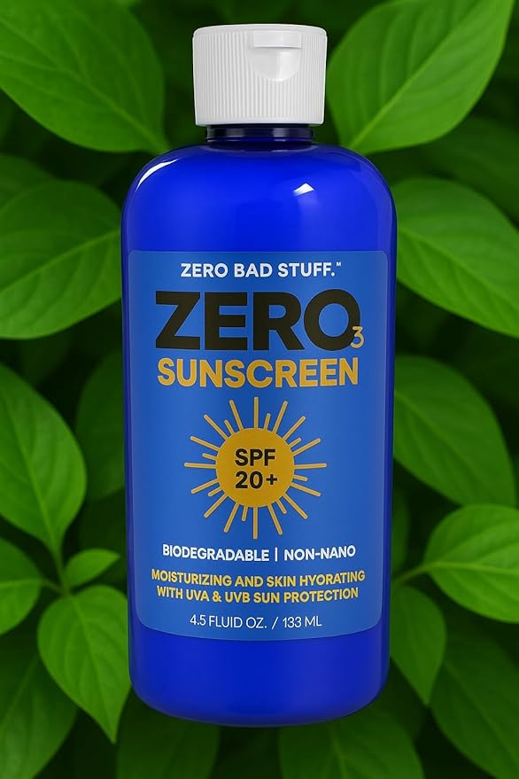 ZERO SPF 20 Natural Sunscreen, UVA/UVB Sunblock for Sport and Everyday Use, Coral Reef Friendly Sun Lotion, Made with 100% Natural Ingredients - Coconut Oil, Shea Butter, Zinc Oxide, Beeswax, 4.5oz