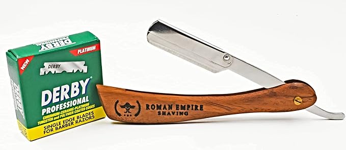 Roman Empire Shaving Spartacus Straight Razor for Professional Barber with 100 Derby Professional Blades