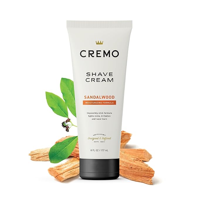 Cremo Sandalwood Shave Cream, Astonishingly Superior Ultra-Slick Shaving Cream for Men, Fights Nicks, Cuts and Razor Burn, 6 Fl Oz