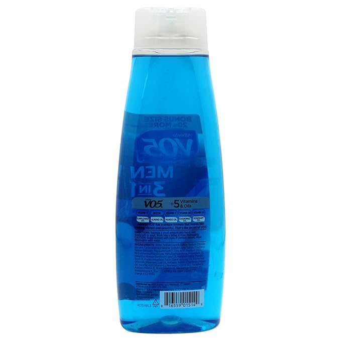 Alberto VO5 Men 3 in 1 Fresh Ocean Surge - 3 in 1 Shampoo Conditioner and Body Wash - With 5 Oils and 5 Vitamins - Energizing Ocean Scent - 15 oz