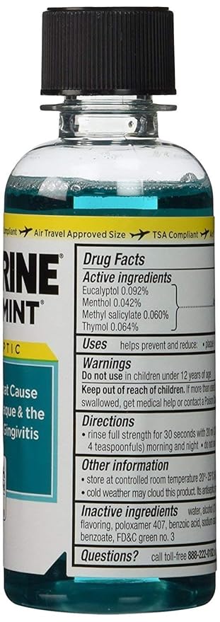 Listerine Cool Mint Antiseptic Mouthwash for Bad Breath, Travel Size 3.2 oz - Pack of 12