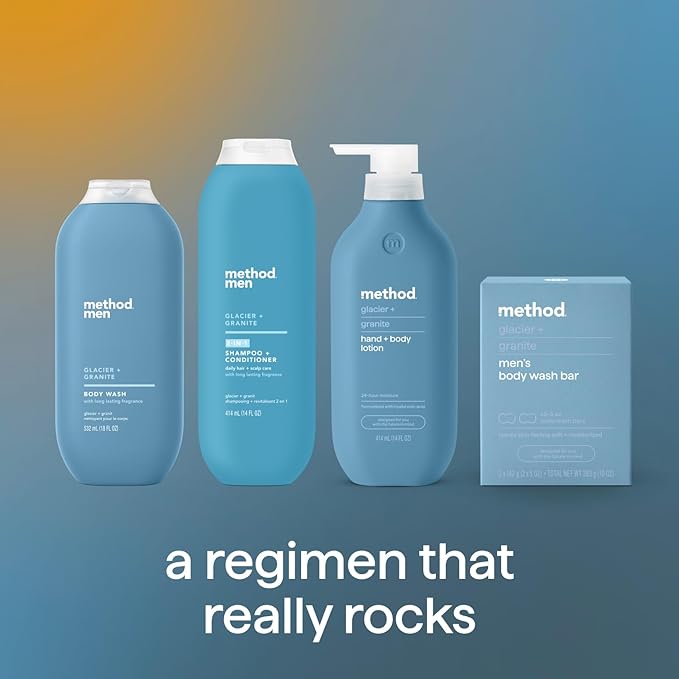 Method Men Body Wash, Glacier + Granite, Paraben and Phthalate Free, 18 FL Oz (Pack of 3)