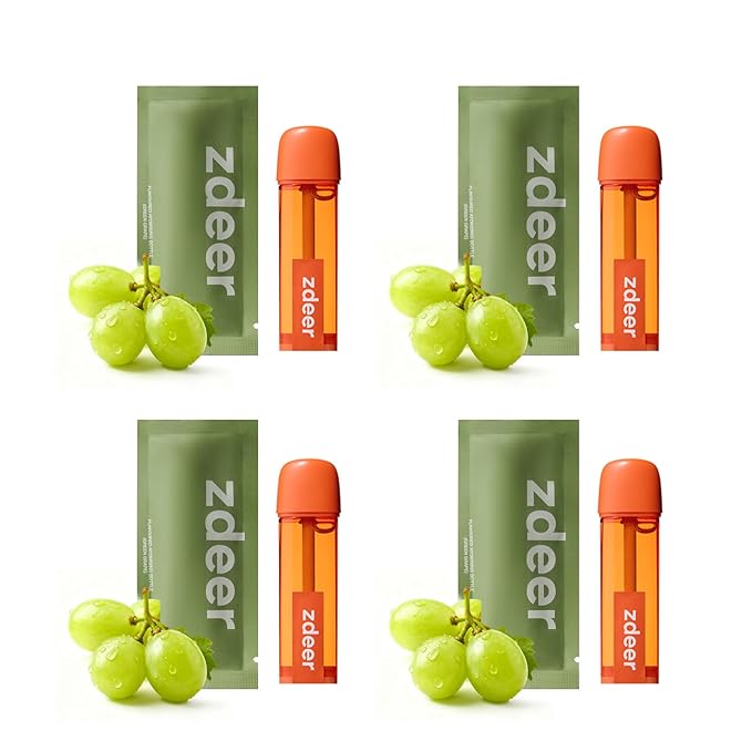 ZDEER Electric Oral Spray Refill Pods, Green Grape Flavor (4 Pods), Alcohol-Free Breath Spray