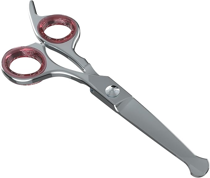 Mustache Scissors for Men 5.5 Inch – Premium Stainless Steel Mustache & Beard Trimming Scissors with Rounded Tips for Safe Precision Grooming, Nose, Eyebrow & Facial Hair Scissor (Red)