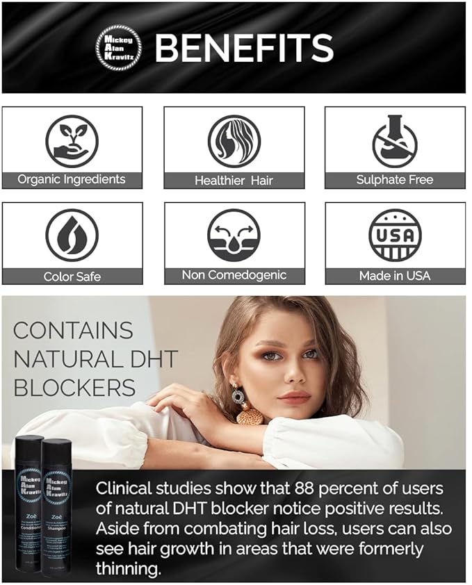 Zoe Hair growth, Pro-Vitamin & Shine Conditioner with Biotin, Keratin and Natural DHT Blocker Baicapil to help stop hair loss and faster hair growth. for growth support, Non Comedogenic