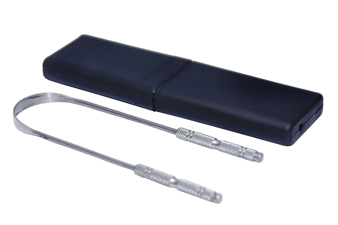 TONGUE SCRAPER for Adults, Twin Pack With Easy To Carry Case, Tongue Cleaner For Oral Care & Hygiene.