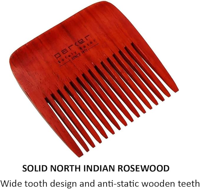 Parker's Premium Rosewood Wide Tooth Beard Comb with Jute Pouch