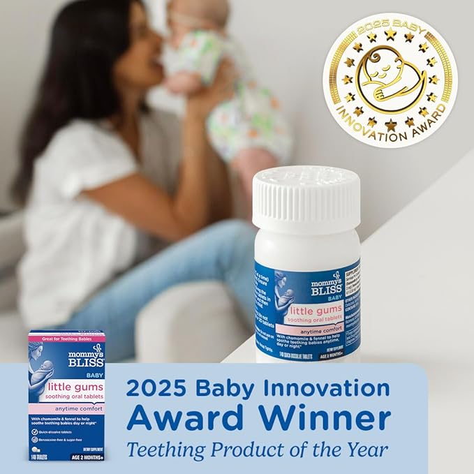 Mommy's Bliss Little Gums Soothing Oral Tablets,Great for Teething Babies,Benzocaine-Free & Sugar-Free,2 Months+,1 Bottle (140 Tablets),(Pack of 2)