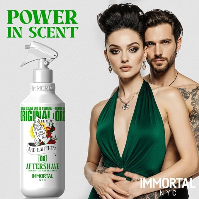 Immortal NYC Stay Blessed 08, After Shave Spray Body/Face Men's Cologne, 17 oz, Exclusive Barbers, Softens Skin, Refreshes, Purifies and Relieves Face and Skin, Moisturizing Formula After Shaving