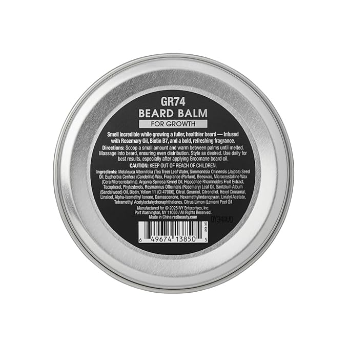 Red by Kiss Groomane Beard Balm, Soften & Tame, Light Hold, Promotes Full, Healthy Look Beard Strengthen Facial Hair, Reduce Breakage