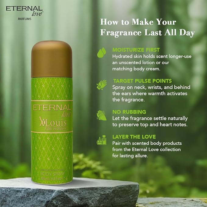 Eternal Love X-Louis for Women - Long Lasting Body Spray - Lush Floral Garden Scent with Tuberose & Peach - Feminine & Enchanting Fragrance - 6.8oz