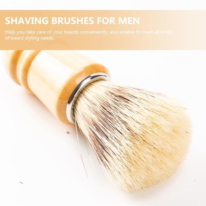 Beaupretty Men S Shaving Brush with Wooden Handle for Beard Grooming and Styling Durable Shave Accessory for Home Travel and Salon Use