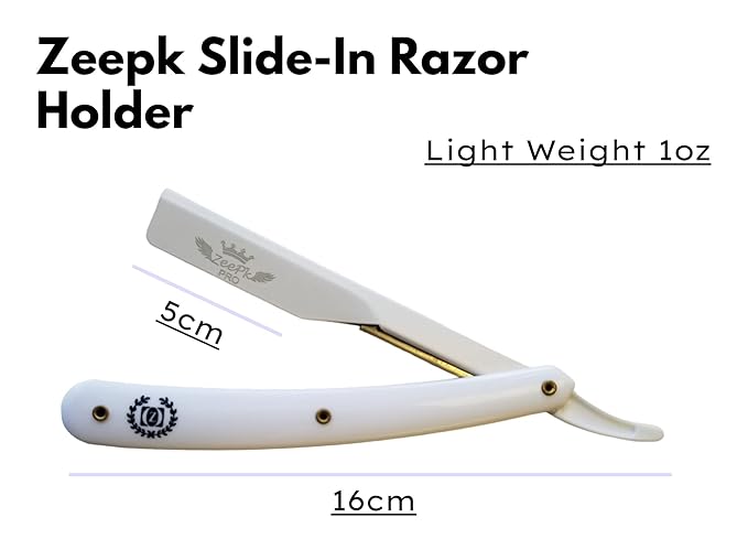 Barbero Cuchilla Barber Razor Straight Clean Shav Free Blades Salon Shaving Classic Stainless Steel (White Razor Holder)