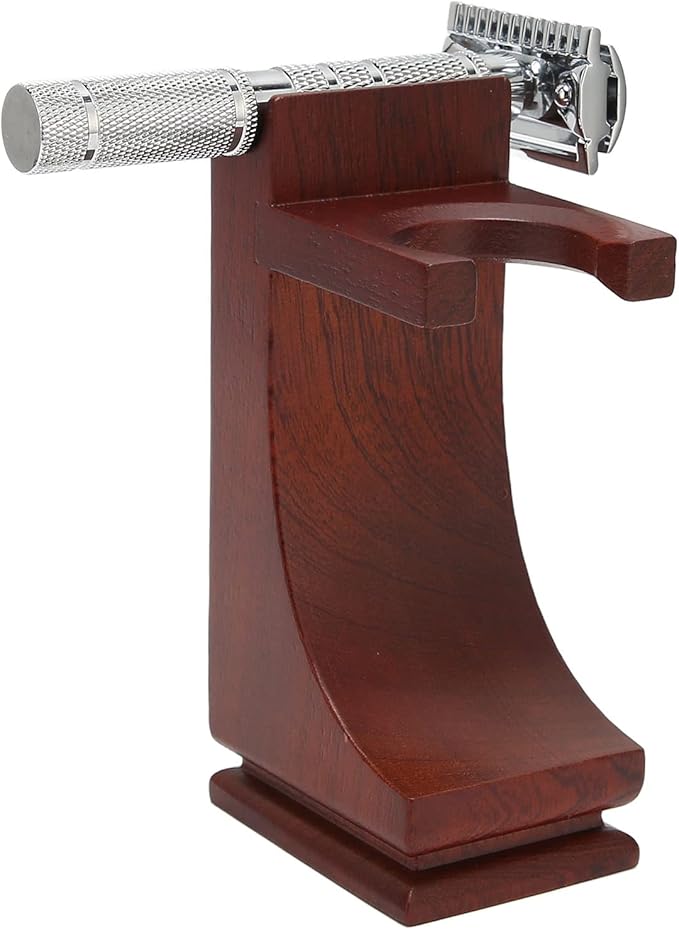 Fydun and Brush Stand, Solid Wood Beard Holder Knife High Stand, Wooden S Drip & Stands Quality Shaving Non Slip Storage Rack Male Barber Tools Shave with Weighted Bottom for
