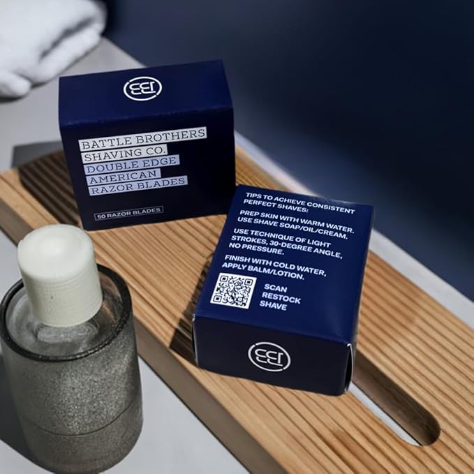 Made in USA Double Edge Razor Blades (50-Pack) – Stainless Steel, Smooth & Sharp | Fits All DE Safety Razors | Battle Brothers