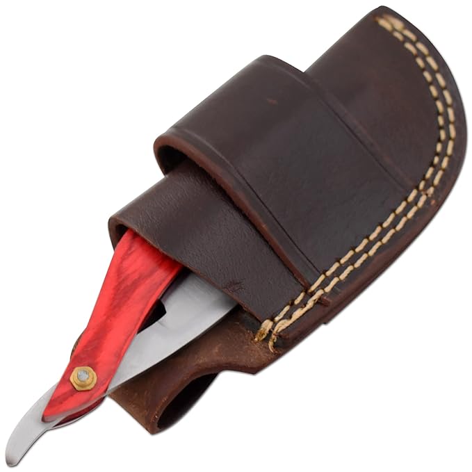 Straight Razor | Straight Edge-Razor Red Wood & Bone Handle- Sharp | High Hardness Stainless Steel Cutthroat Straight Edge Blade | Barber Razor (217)