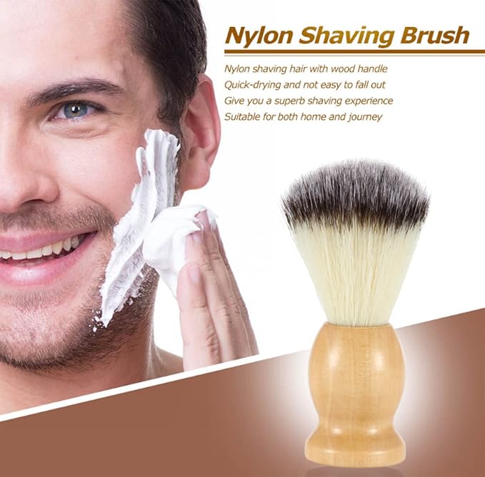 Beard Brush & Shaving Brushes Set for Men - Natural Boar Bristle Beard Brush and Wood Handle Hair Salon Shave Brush for Wet Shave Safety Razor