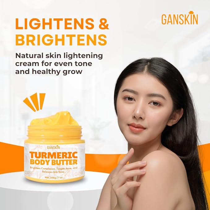 Turmeric Face Cream – All Natural Skin Brightening Lotion – Turmeric Whipped Body Butter for Dark Spots, Hyperpigmentation – Skincare Cleanses, Fights Acne, Evens Tone, Scars, Sun Damage