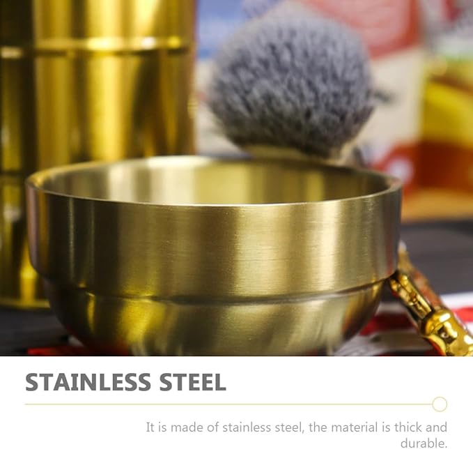 PRETYZOOM Stainless Steel Shaving Soap Bowl for Men Foaming Soap Cup Barber Shaving Vessel Gold Facial Cleanser Tool for Home and Travel