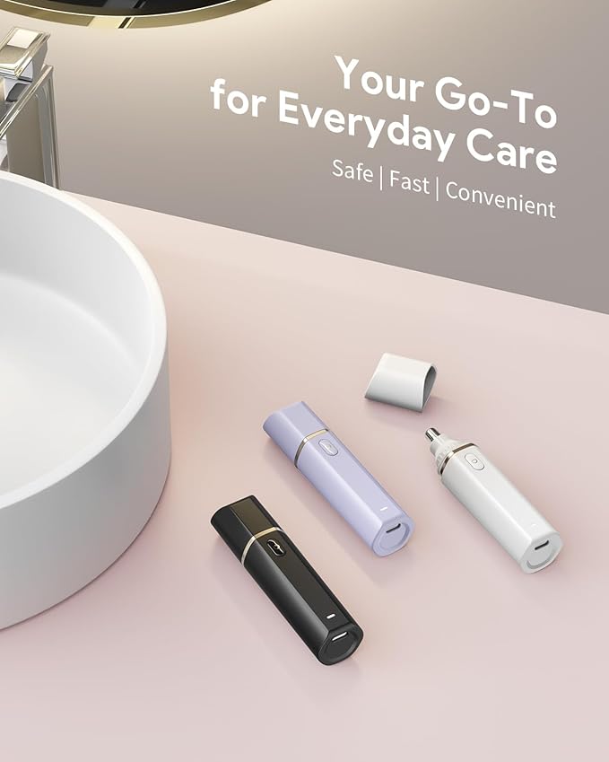 Roleader Nose Hair Trimmer for Men & Women, Type-C Rechargeable Nose Hair and Eyebrow Trimmer, Professional Painless, Powerful Motor and Dual-Edge Blades for Smoother Cutting, White 1PC