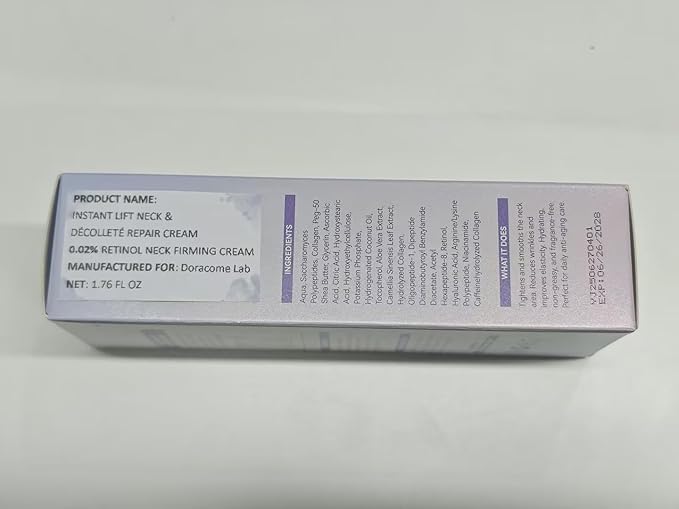 Retinol, Collagen & Hyaluronic Acid Neck Firming Cream – Anti-Aging Neck Cream for Firming & Tightening, Helps Improve the Look of Sagging Skin on Neck & Face, 1.76 Fl Oz