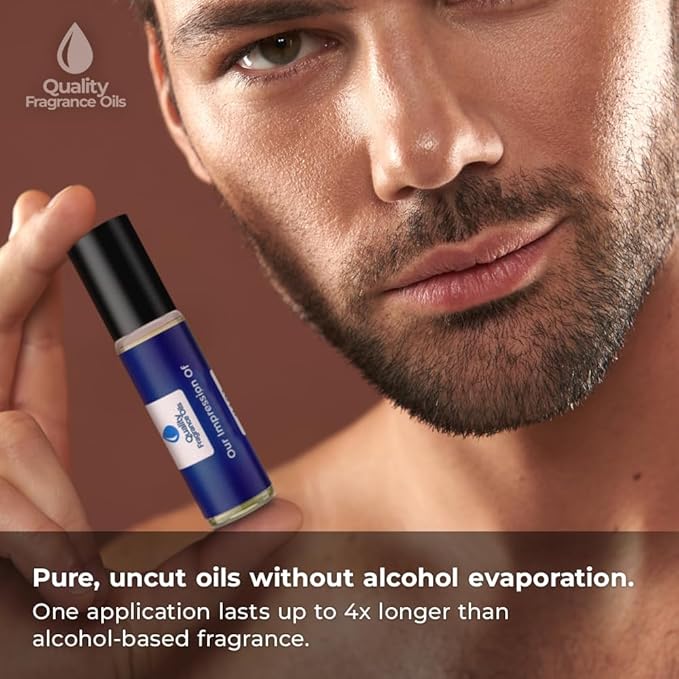 Quality Fragrance Oils' Bitter Peach Impression #353 | Long-Lasting Perfume Oil, Alcohol-Free, Strong Scent, 10ml Roll-On Unisex | Affordable Alternative to Designer Fragrances