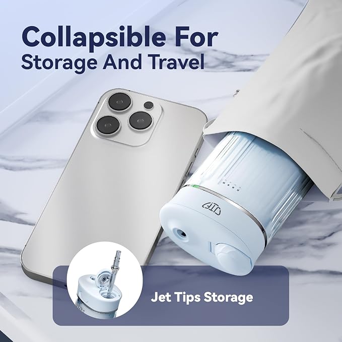 Portable Mini Water Dental Flosser for Teeth Cleaning Travel Oral Irrigator with Telescopic Water Tank,4 Modes IPX7 Waterproof Design - Perfect for Braces, Bridges, and Home & Travel Dental Care
