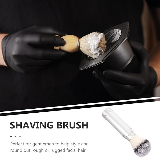FRCOLOR Men’s Travel Shaving Brush Portable Beard Brush with Nylon Bristles Compact Facial Cleansing for Travel and Daily Grooming