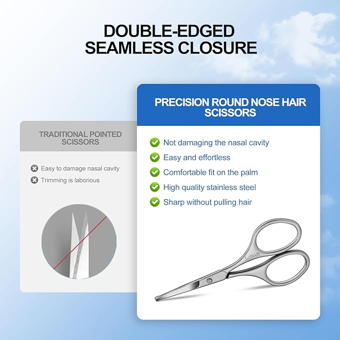 4.1inch round-headed stainless steel small scissors, suitable for trimming facial hair, nose hair, eyebrows, eyelashes, beards, personal care and salon beauty salons (matte silver)