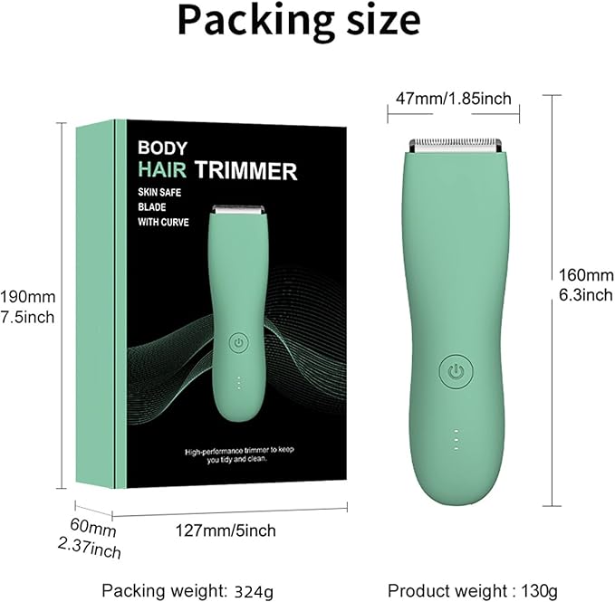 Pubic Hair Trimmer for Men and Women,Electric Shaver for Chest,Legs & Bikini,Waterproof Wet/Dry Shaver,USB Recharge Dock(Green)