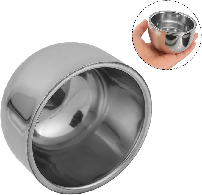 FRCOLOR Double Layer Stainless Steel Shaving Soap Bowl Versatile Travel Shaving Mug for Men for Soap Brushes and Facial Easy to Clean Durable Grooming Accessory