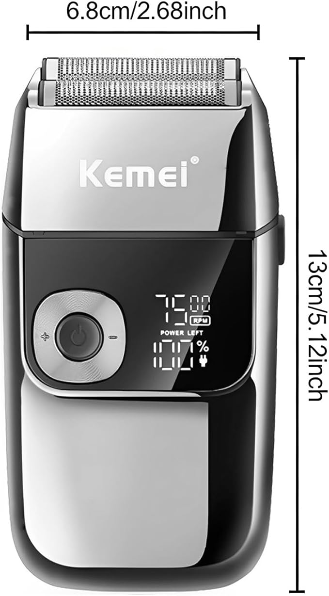 KEMEI Electric Razors for Men, LCD Display Cordless Men's Razors, USB Rechargeable with Pop-up Beard Trimmer Best Worldwide Travel Gift, Model KM 2028, Silver