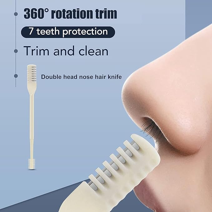 2Pcs Manual Ear Nose Hair Trimmer for Women/Men, Portable Personal Trimmer for Facial Care, Double Nose Hair Knife, Shave and Hair Removal