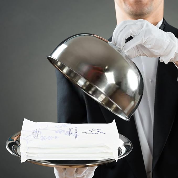 Moist Cotton Towel Bulk Moist Towelettes Individually Wrapped,White Towel Services,Refreshment Pre Moistened Towels for Dentist Travel Sport Party Hotel 50,Lavender