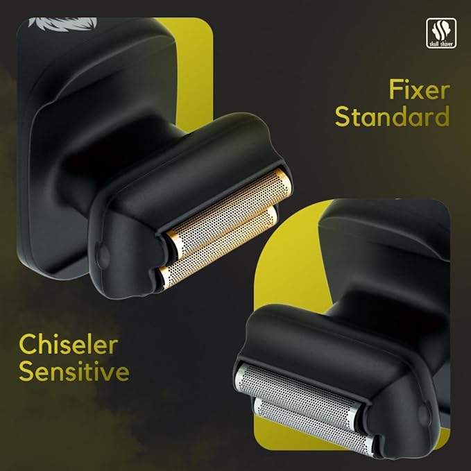 Skull Shaver One Lion Gold PRO Face Shaver for Men - Precision Grooming - Stepped Twin Foil - Ergonomic Grip - LCD Display - Cordless & Rechargeable