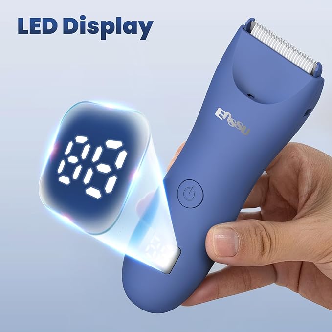 Manscape Trimmer for Men, IPX7 Waterproof Body Hair Trimmer with Ceramic Blade & Spotlight, Rechargeable Electric Groin & Pubic Hair Trimmer, Wet or Dry Use Body Groomer for Legs/Chest