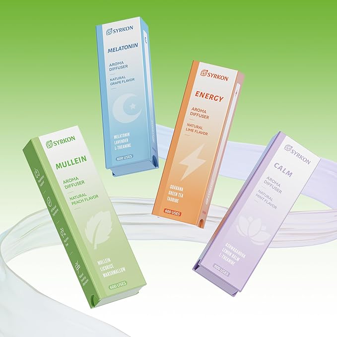 Herbal Diffuser Pen, Freshens Breathing | Lung Support | Throat Relief, Peach Flavor, Mullein, Licorice, Mint Oil | Plant-Based, Natural Alternative, 600 Uses