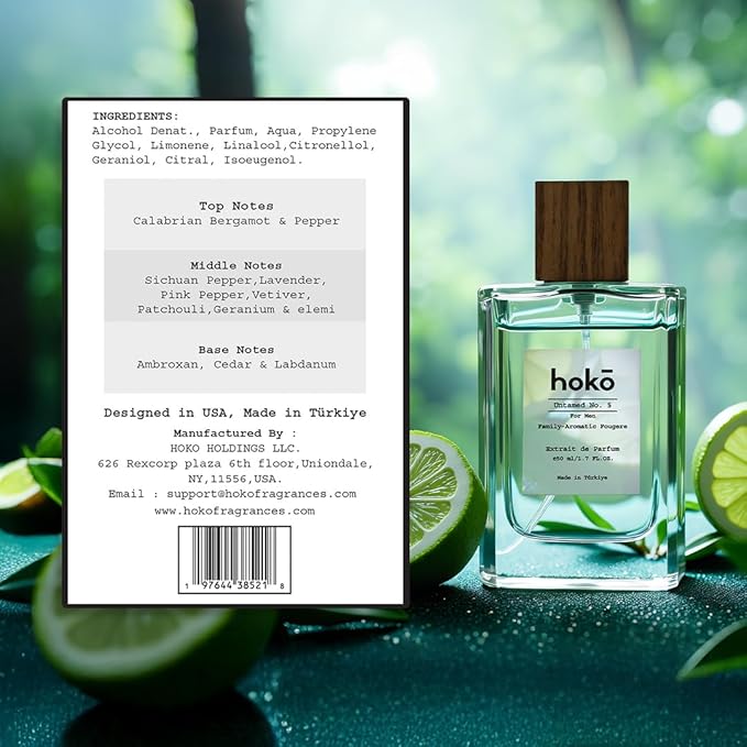 HOKO Untamed No. 5 – Spicy Bergamot, Pepper & Musk | Extrait de Parfum, 1.7 Oz | Long-Lasting Inspired Mens Cologne | Luxury Perfume