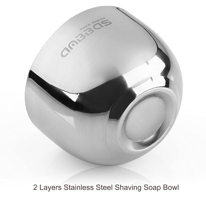Anbbas Shaving Brush Synthetic Badger Hair Resin Handle and Stainless Steel Soap Bowl,ABS Wall Mounted Shaving Holders for Brush and Bowl