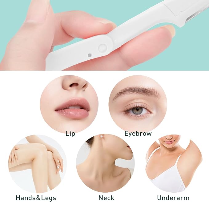 4PCS Foldable Eyebrow Face Razor, Eyebrow Trimmer Facial Hair Remover for Women and Men, Safe & Portable Design
