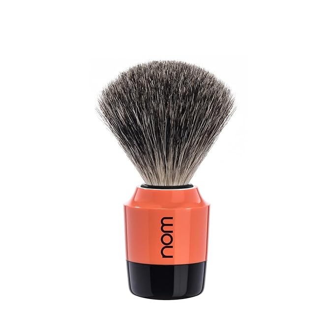 NOM Marten shaving brush | Pure Badger Shave Brush for Shaving soaps and creams | exfoliating shaving brush | Coral handle