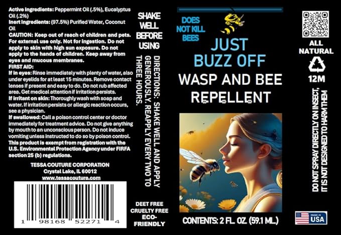 JUST Buzz Off Essential Oil Body Spray, 2 fl oz, DEET-Free Natural Body Spray for Outdoor Use – Plant-Based, Refreshing Natural Aroma, Travel & Summer Friendly
