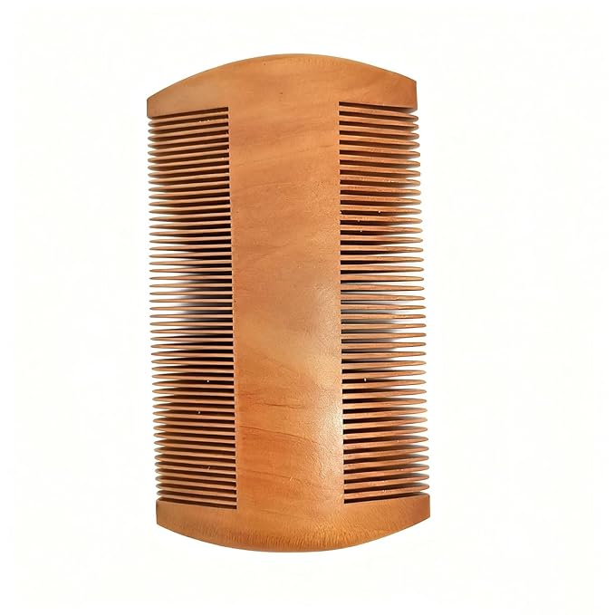 Premium Wooden Beard Comb - Fine & Coarse Teeth, Perfect for Balms & Oils - Pocket-sized Comb for Beards & Mustaches