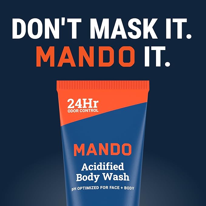 Mando Odor Shield Body Wash - 24 Hour Control - Removes Odor Better than Soap - SLS and Paraben Free, Skin Safe - 8.5 Ounce (Pro Sport)