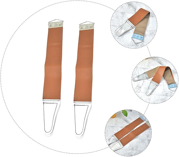 Dual-Sided Razor Strop 2-Piece Set Stainless Steel and Genuine Leather Sharpening Cloth for Men Practical Shaver Tool for Home and Travel Random Color